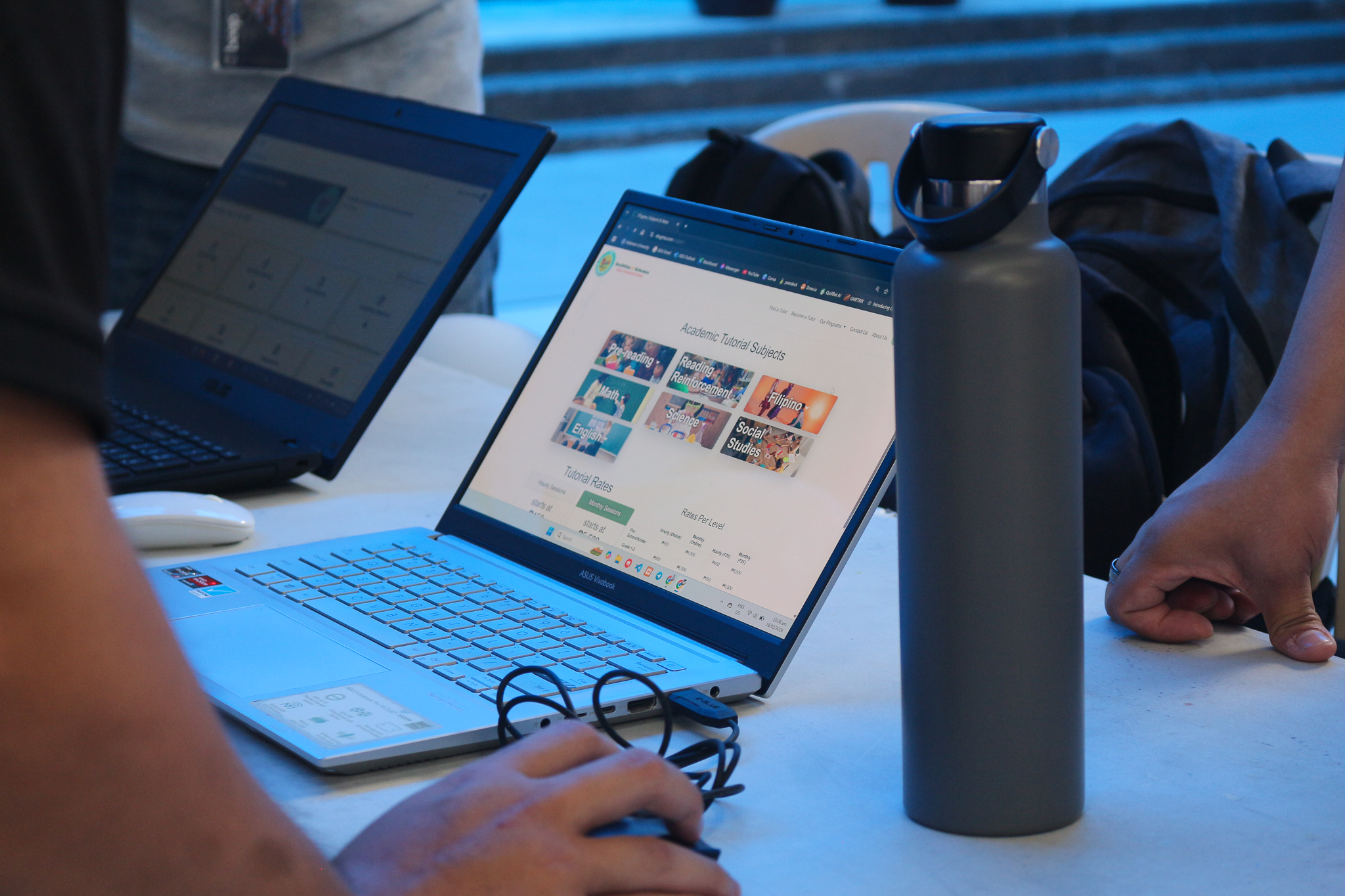 Students presenting research posters